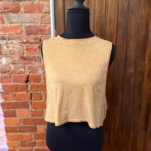 Lululemon mustard sleeveless muscle crop top